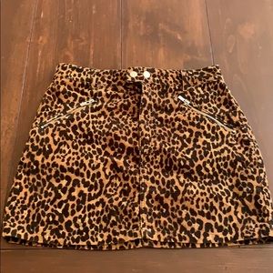 Topshop Courduroy Cheetah Moto Miniskirt